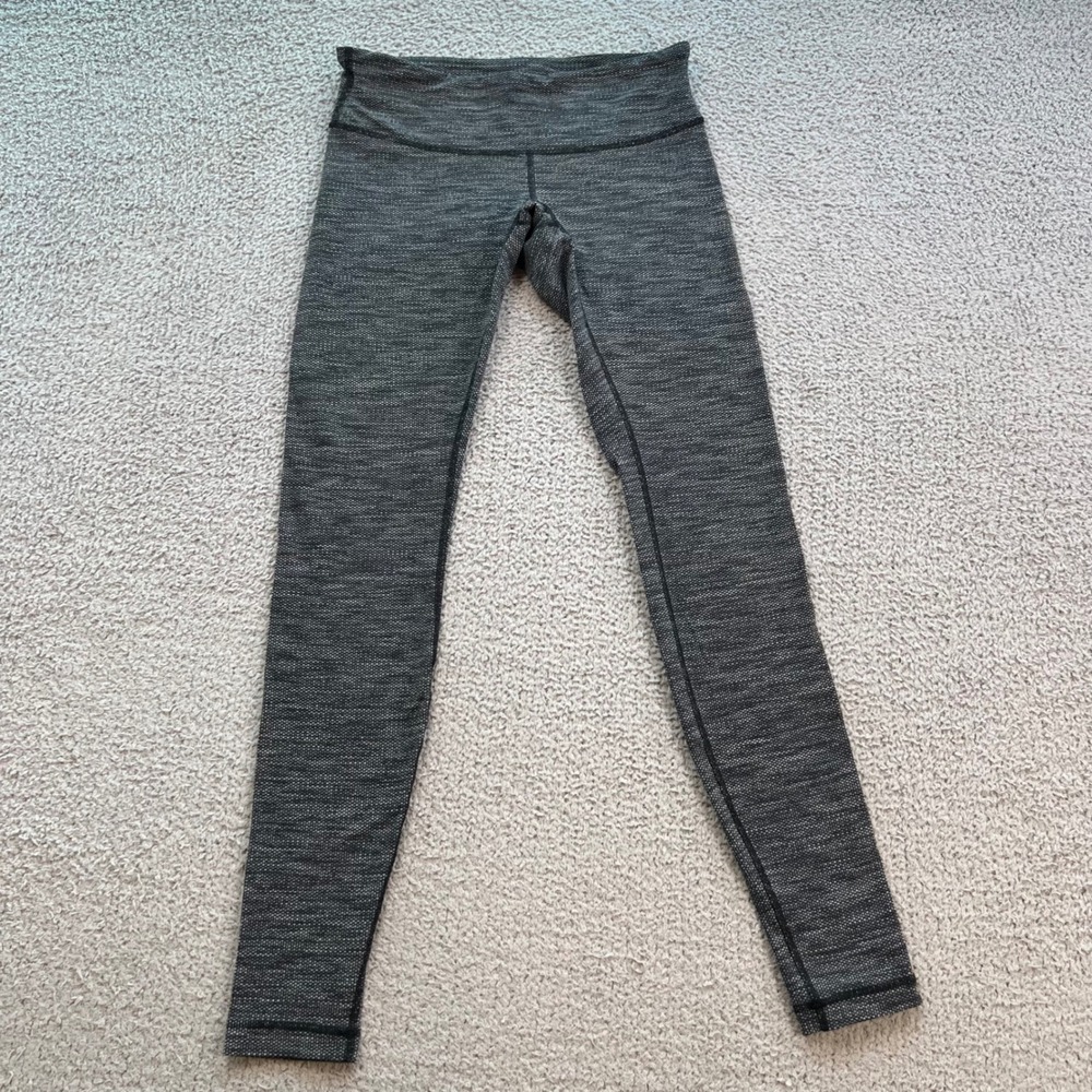 Lululemon Wunder Under Leggings 6 Black White Space Dye High Rise Yoga Pants